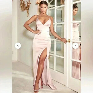 Meshki Elizabeth Satin Strappy Maxi Dress in Size Small